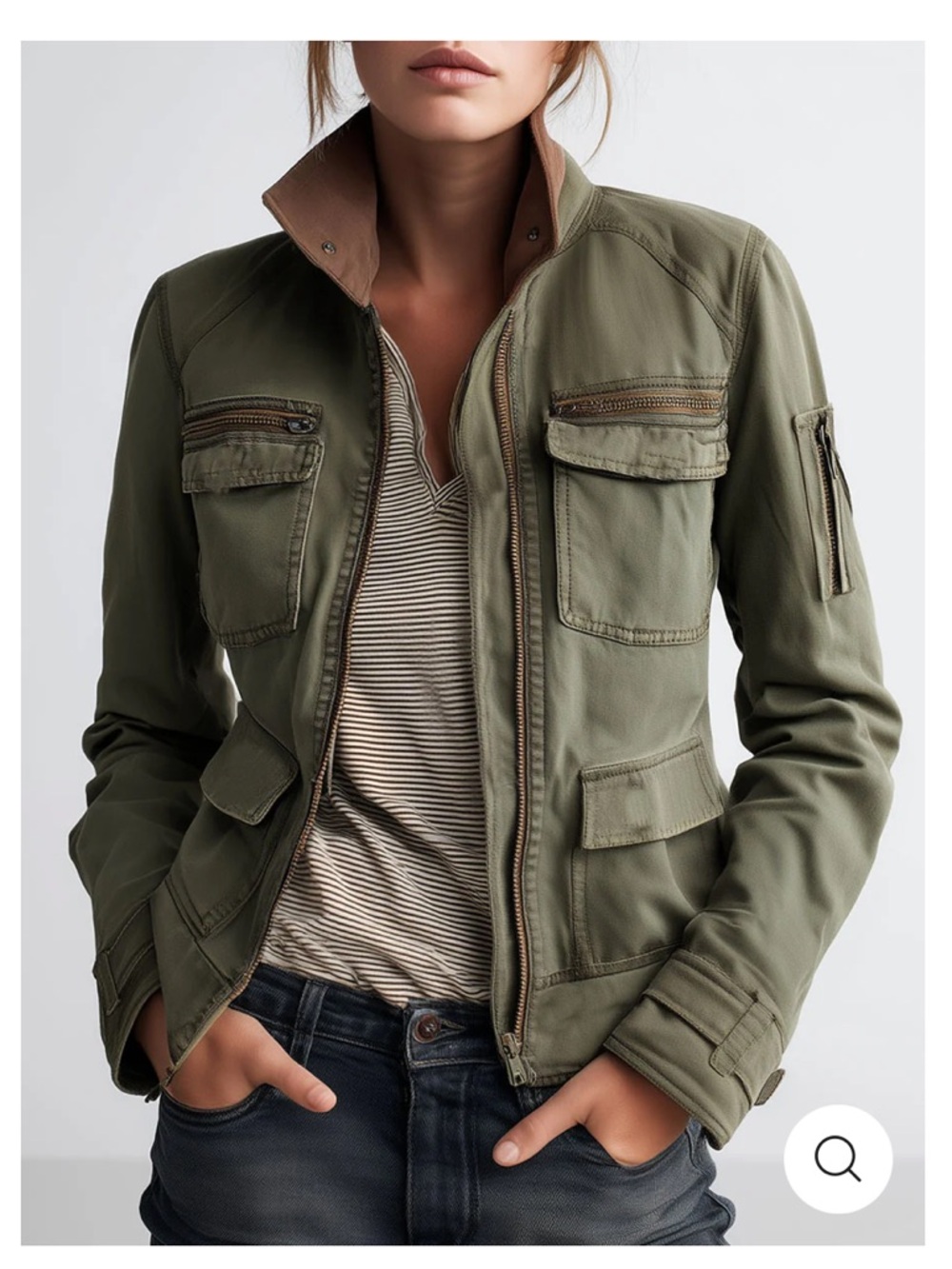 Futario Outdoor Utility Pocket Olive Green Cargo Jacket